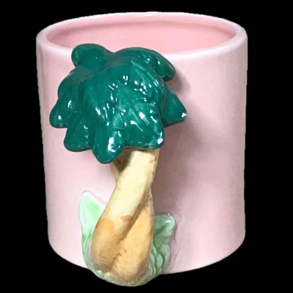 Vintage Palm Tree Peach Coffee Mug Cup Tropical Hawaiian Novelty Coastal Beach - Picture 2 of 9